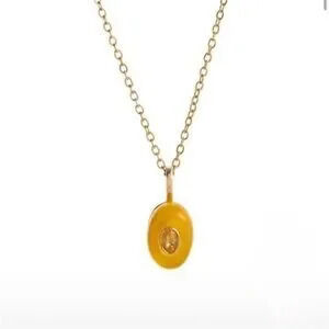 New! 18K Gold Plated Stone Aura Droplet Necklace NWOT Gift Minimalist